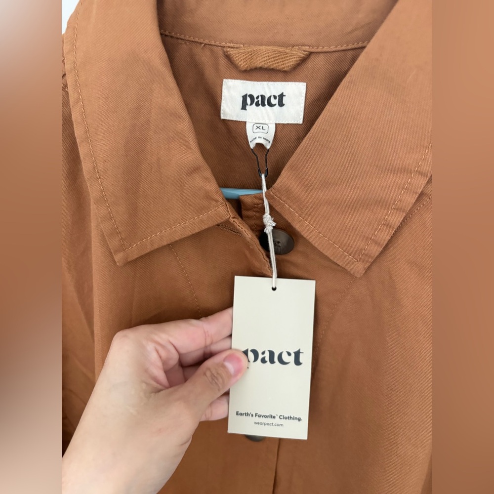 Pact Women’s Caramel Utility Jacket NWT Size XL Oversized - Picture 6 of 6